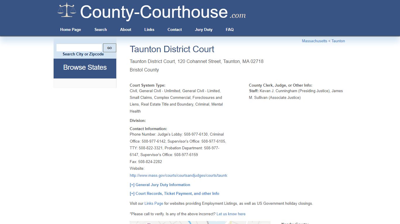 Taunton District Court in Taunton, MA - Court Information