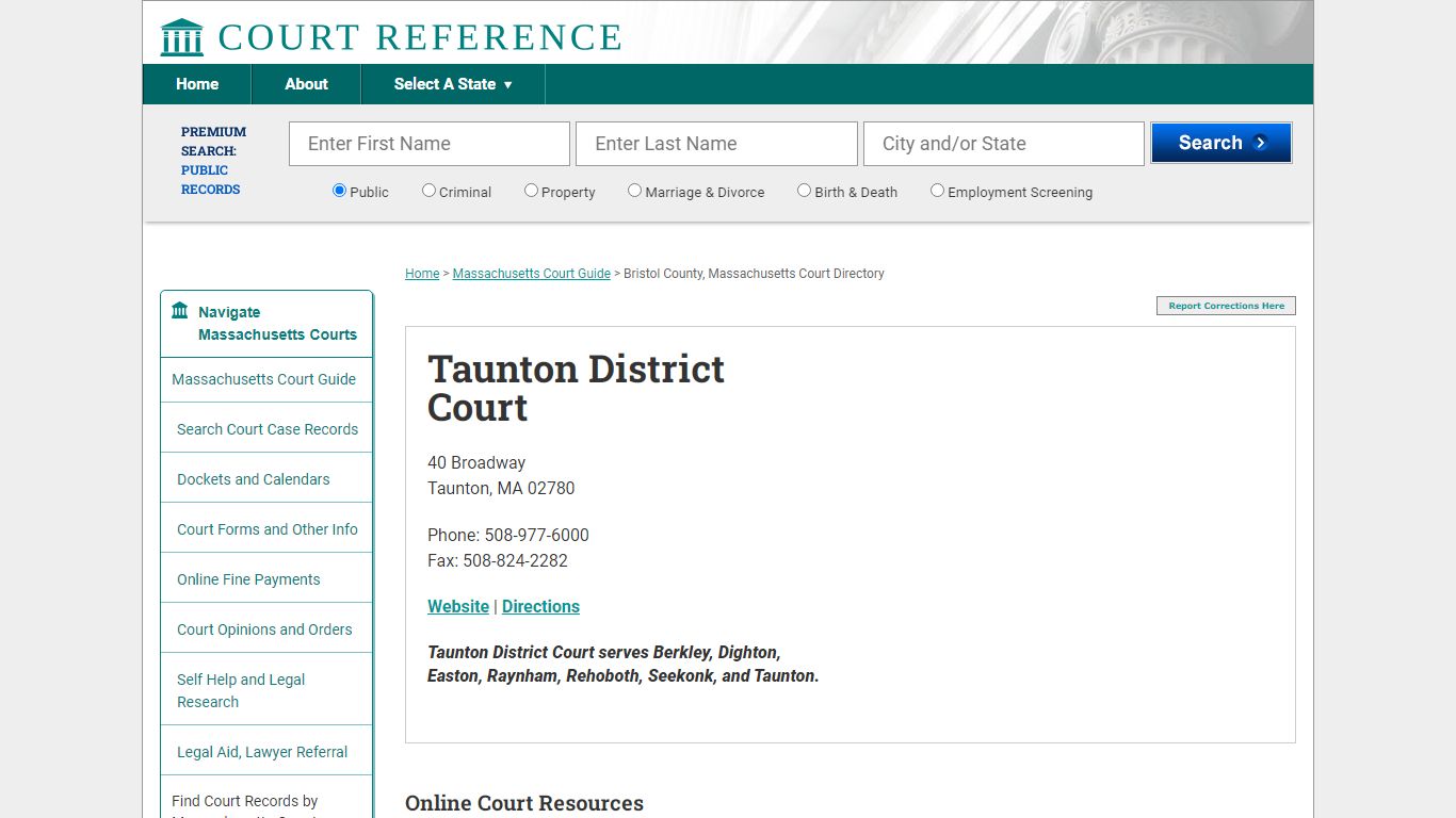 Taunton District Court - CourtReference.com